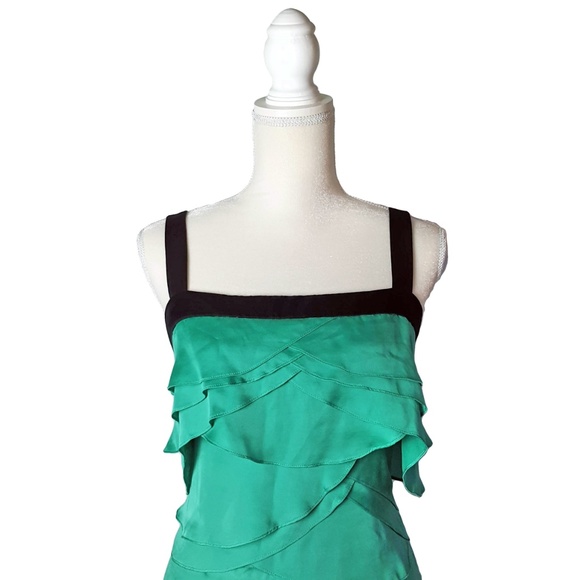 BCBGMaxAzria Womens Layered Ruffle Dress Green - Picture 2 of 8